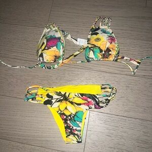San Lorenzo Floral Bikini Set with Yellow Accents